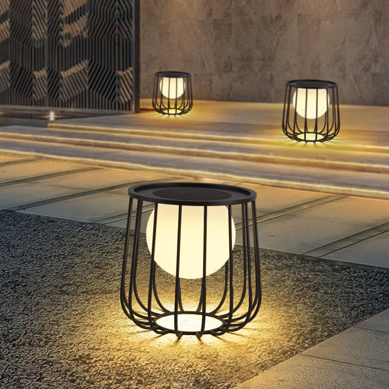 Rowan Cage Solar Lantern – Modern Outdoor Portable Lamp