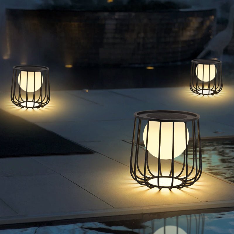 Rowan Cage Solar Lantern – Modern Outdoor Portable Lamp