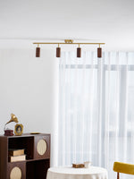Rowan Ceiling Light in Walnut and Brass, Modern Track Lighting