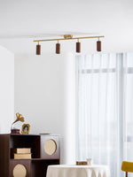 Rowan Ceiling Light in Walnut and Brass, Modern Track Lighting