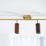 Rowan Ceiling Light in Walnut and Brass, Modern Track Lighting