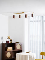Rowan Ceiling Light in Walnut and Brass, Modern Track Lighting