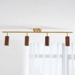 Rowan Ceiling Light in Walnut and Brass, Modern Track Lighting