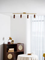Rowan Ceiling Light in Walnut and Brass, Modern Track Lighting