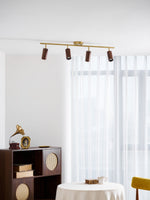Rowan Ceiling Light in Walnut and Brass, Modern Track Lighting