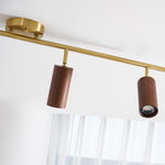 Rowan Ceiling Light in Walnut and Brass, Modern Track Lighting
