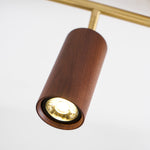 Rowan Ceiling Light in Walnut and Brass, Modern Track Lighting
