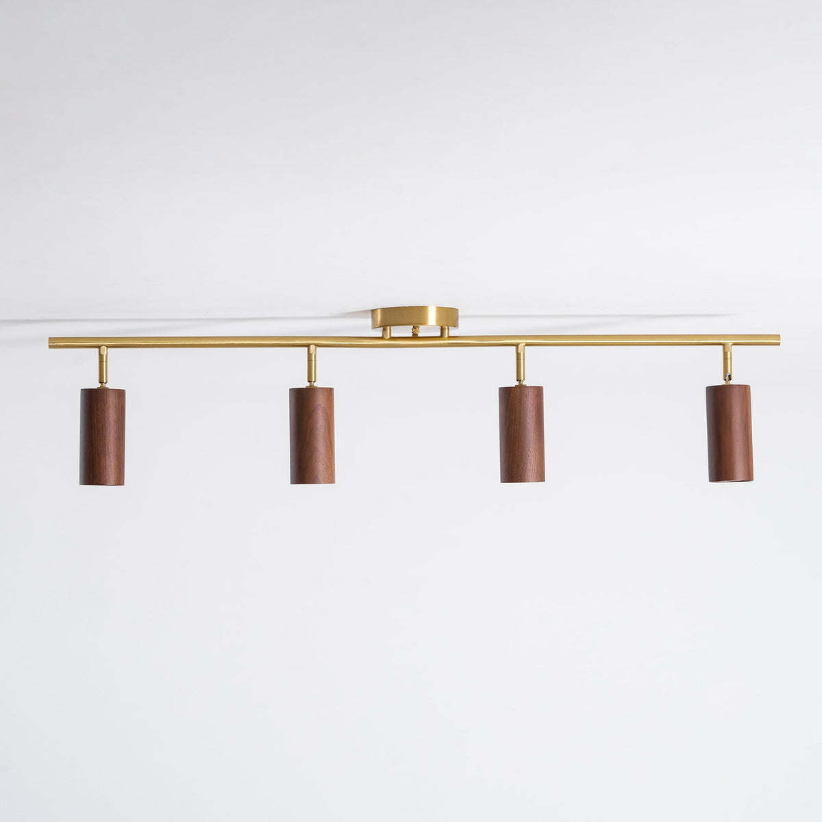 Rowan Ceiling Light in Walnut and Brass, Modern Track Lighting