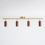 Rowan Ceiling Light in Walnut and Brass, Modern Track Lighting