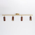 Rowan Ceiling Light in Walnut and Brass, Modern Track Lighting