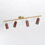 Rowan Ceiling Light in Walnut and Brass, Modern Track Lighting