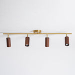 Rowan Ceiling Light in Walnut and Brass, Modern Track Lighting