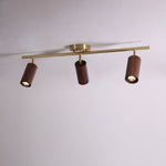 Rowan Ceiling Light in Walnut and Brass, Modern Track Lighting