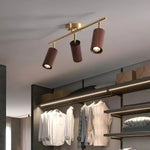 Rowan Ceiling Light in Walnut and Brass, Modern Track Lighting