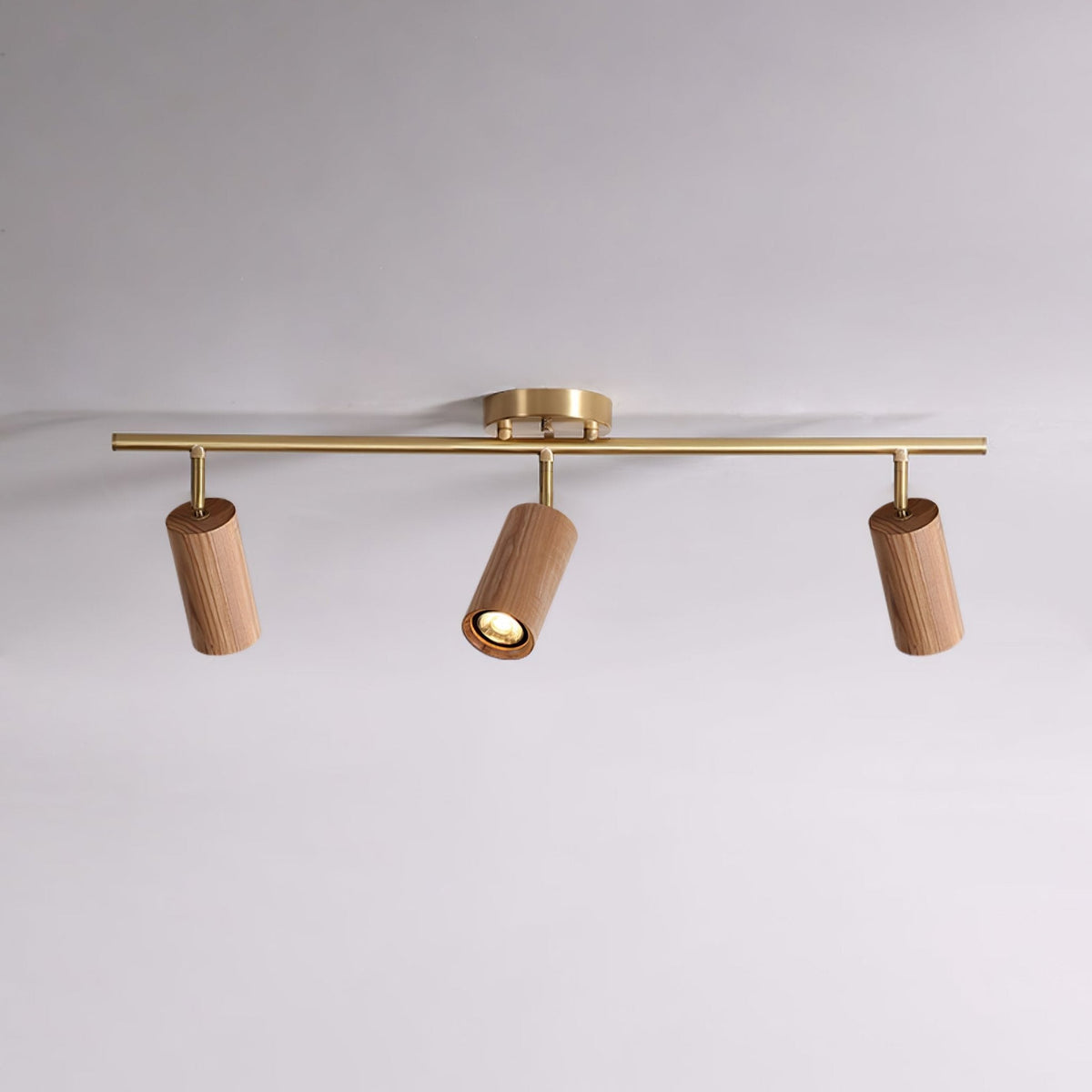 Rowan Ceiling Light in Walnut and Brass, Modern Track Lighting