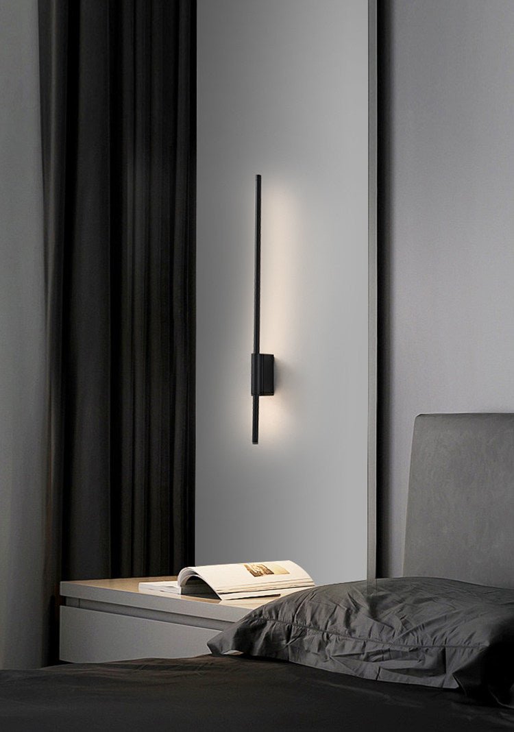 Rowan Linear LED Wall Sconce in Black, Modern Minimalist Architectural Lighting