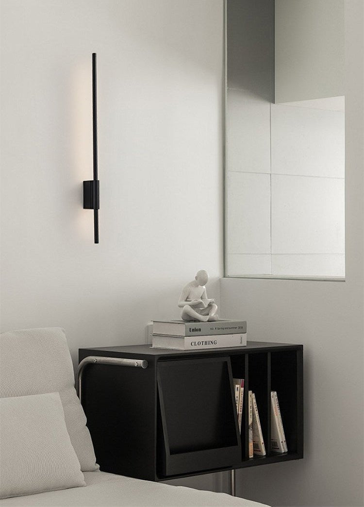 Rowan Linear LED Wall Sconce in Black, Modern Minimalist Architectural Lighting