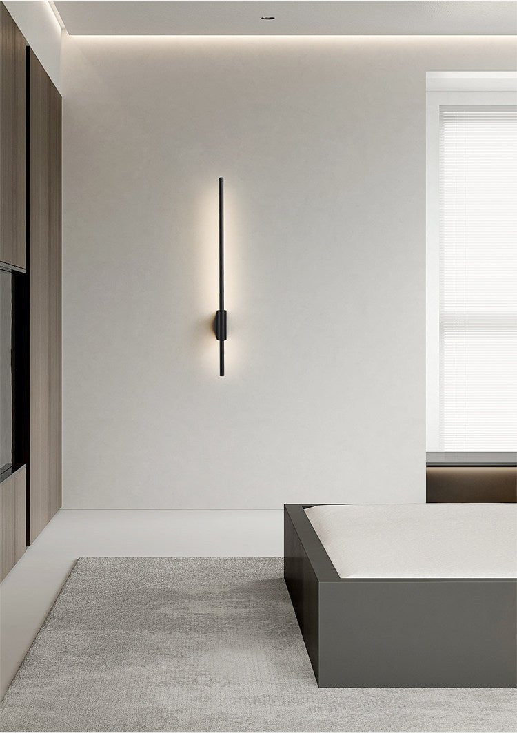 Rowan Linear LED Wall Sconce in Black, Modern Minimalist Architectural Lighting