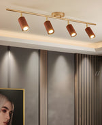 Rowan Ceiling Light in Walnut and Brass, Modern Track Lighting