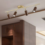Rowan Ceiling Light in Walnut and Brass, Modern Track Lighting