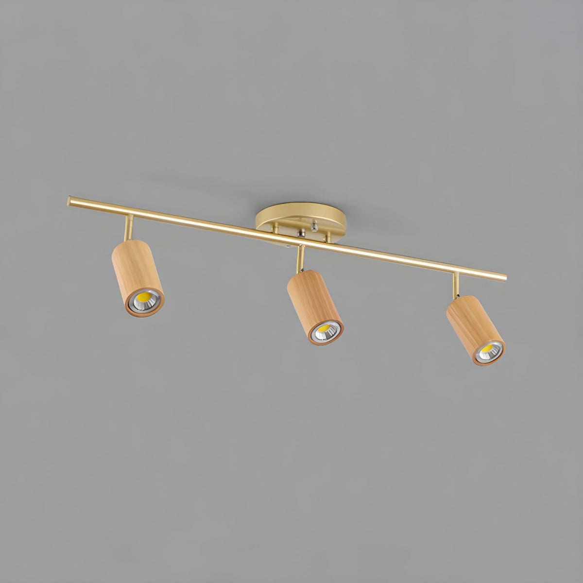 Rowan Ceiling Light in Walnut and Brass, Modern Track Lighting