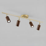 Rowan Ceiling Light in Walnut and Brass, Modern Track Lighting