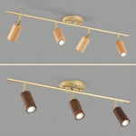 Rowan Ceiling Light in Walnut and Brass, Modern Track Lighting