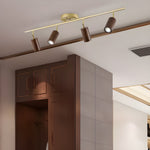 Rowan Ceiling Light in Walnut and Brass, Modern Track Lighting