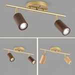 Rowan Ceiling Light in Walnut and Brass, Modern Track Lighting
