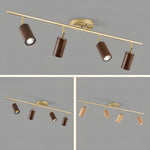 Rowan Ceiling Light in Walnut and Brass, Modern Track Lighting
