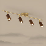 Rowan Ceiling Light in Walnut and Brass, Modern Track Lighting