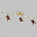 Rowan Ceiling Light in Walnut and Brass, Modern Track Lighting