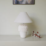 Ruffle Ceramic Table Lamp with Fluted Base and Fabric Shade