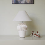 Ruffle Ceramic Table Lamp with Fluted Base and Fabric Shade
