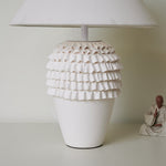 Ruffle Ceramic Table Lamp with Fluted Base and Fabric Shade