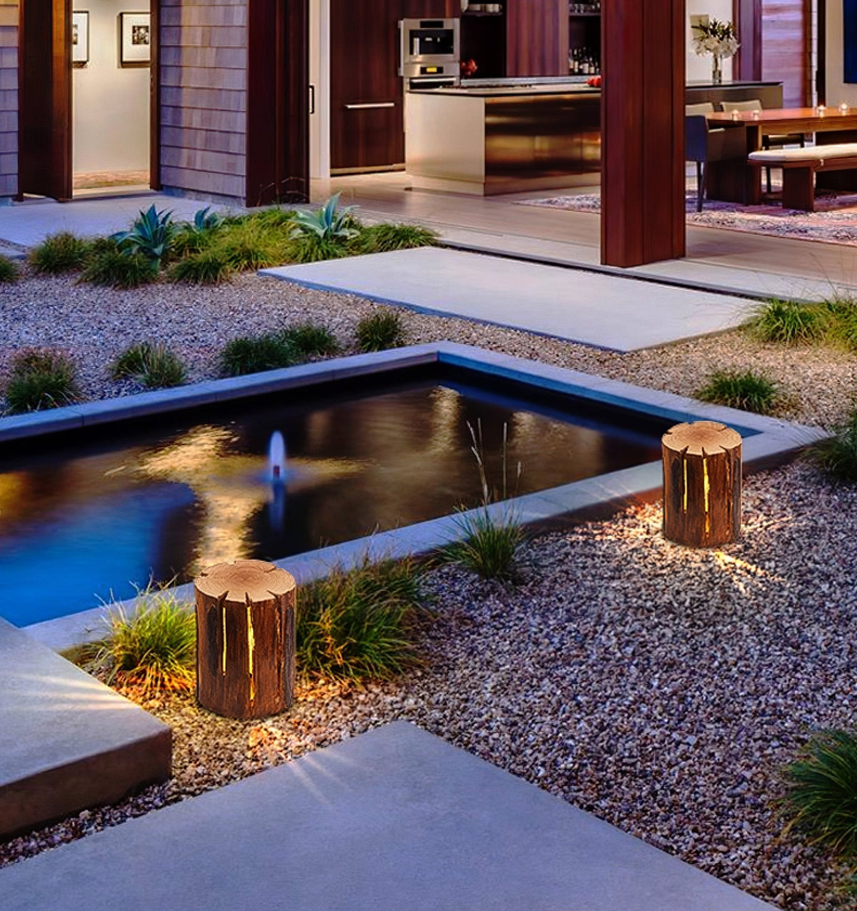 Rustic Log Outdoor LED Light – Nature-Inspired Garden Luminaire