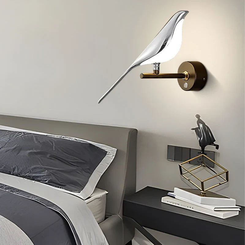 Golden Silver Touch Switch Bird Led Wall Lights Wall Sconce 360 Rotatable Indoor Led Wall Lamps For Bedroom Corridor Ac85 265V