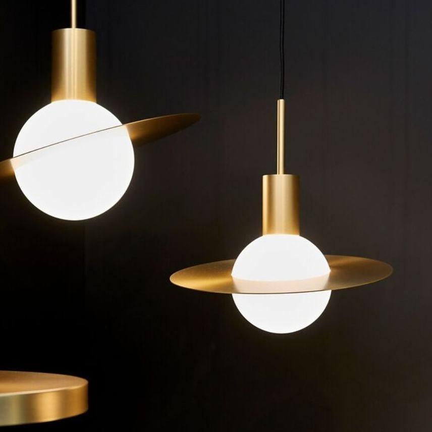 Saturne Brass & Glass Pendant Light – Modern Celestial Suspension