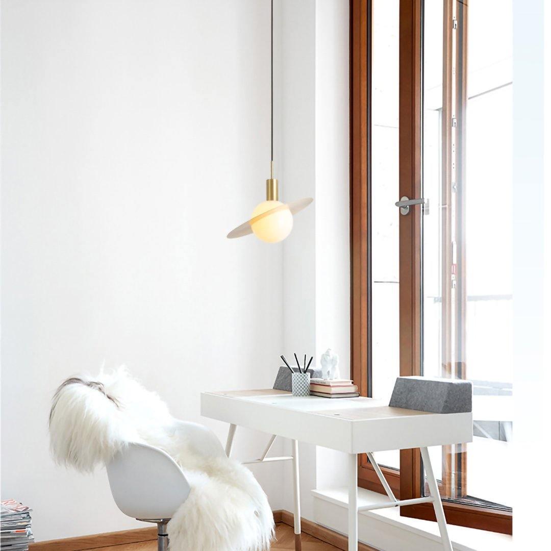 Saturne Brass & Glass Pendant Light – Modern Celestial Suspension