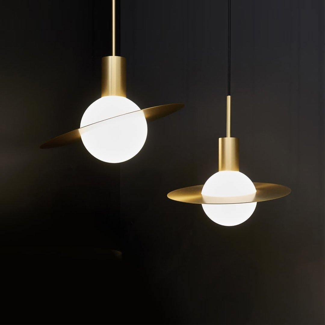 Saturne Brass & Glass Pendant Light – Modern Celestial Suspension