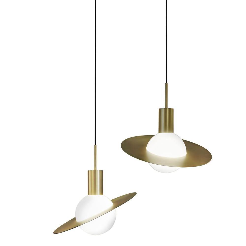 Saturne Brass & Glass Pendant Light – Modern Celestial Suspension