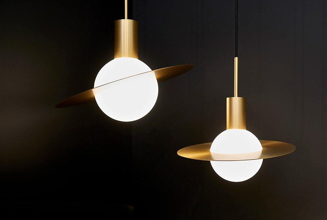Saturne Brass & Glass Pendant Light – Modern Celestial Suspension