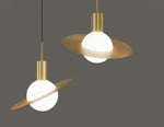 Saturne Brass & Glass Pendant Light – Modern Celestial Suspension