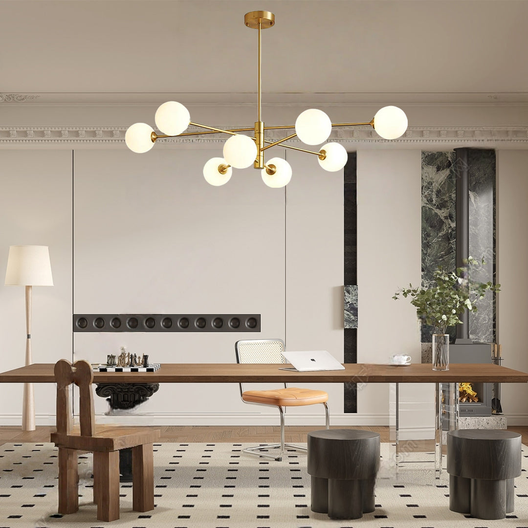Aurelia Eight-Light Globe Pendant in Black and Gold