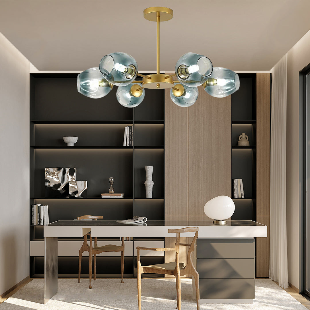 Aurelia Glass Globe Sputnik Chandelier – Nordic LED Ceiling Light