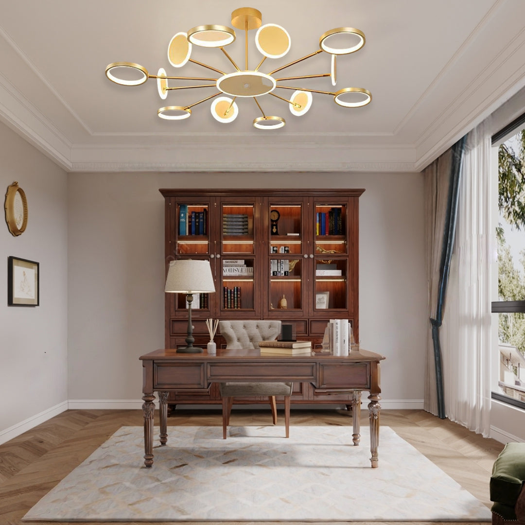 Orbit LED Pendant Chandelier in Black or Gold, Modern Geometric Ceiling Light