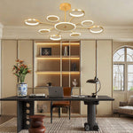 Orbit LED Pendant Chandelier in Black or Gold, Modern Geometric Ceiling Light