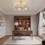 Orbit LED Pendant Chandelier in Black or Gold, Modern Geometric Ceiling Light