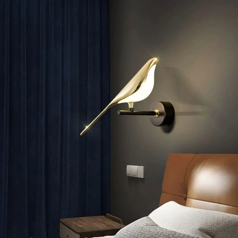 Golden Silver Touch Switch Bird Led Wall Lights Wall Sconce 360 Rotatable Indoor Led Wall Lamps For Bedroom Corridor Ac85 265V