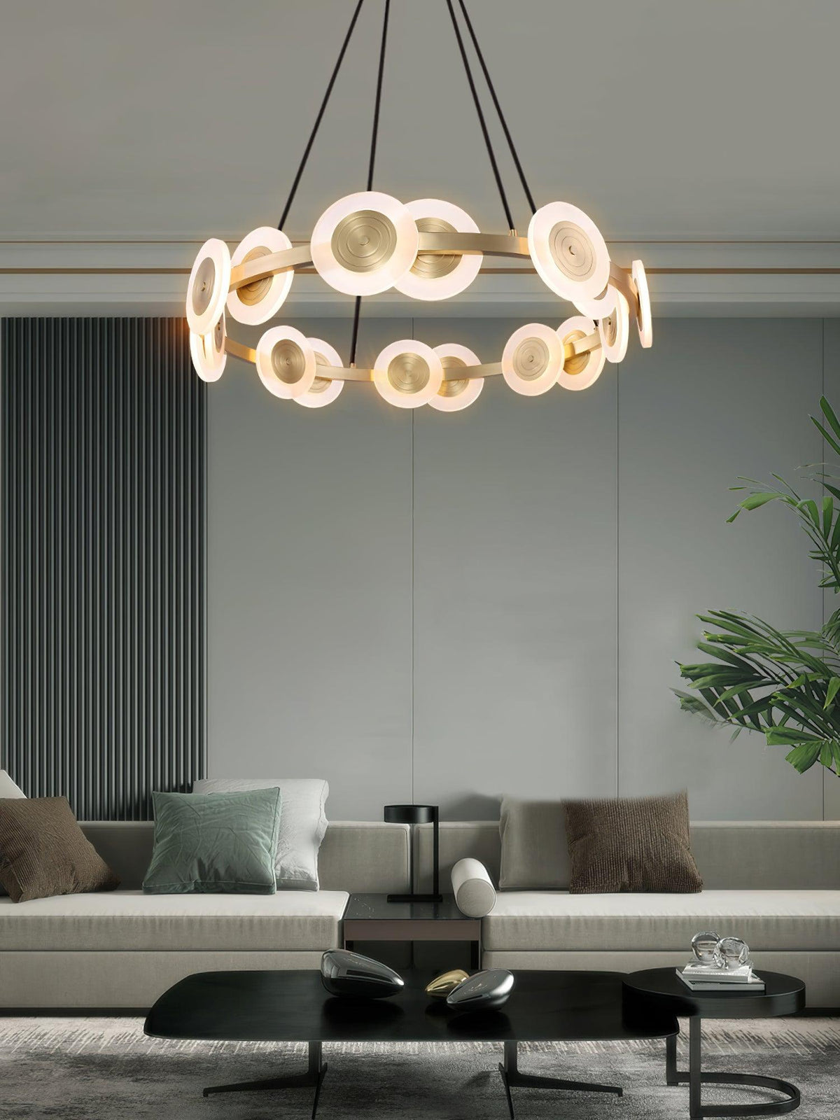 Samiya Brass LED Chandelier – Modern Nordic Pendant Light
